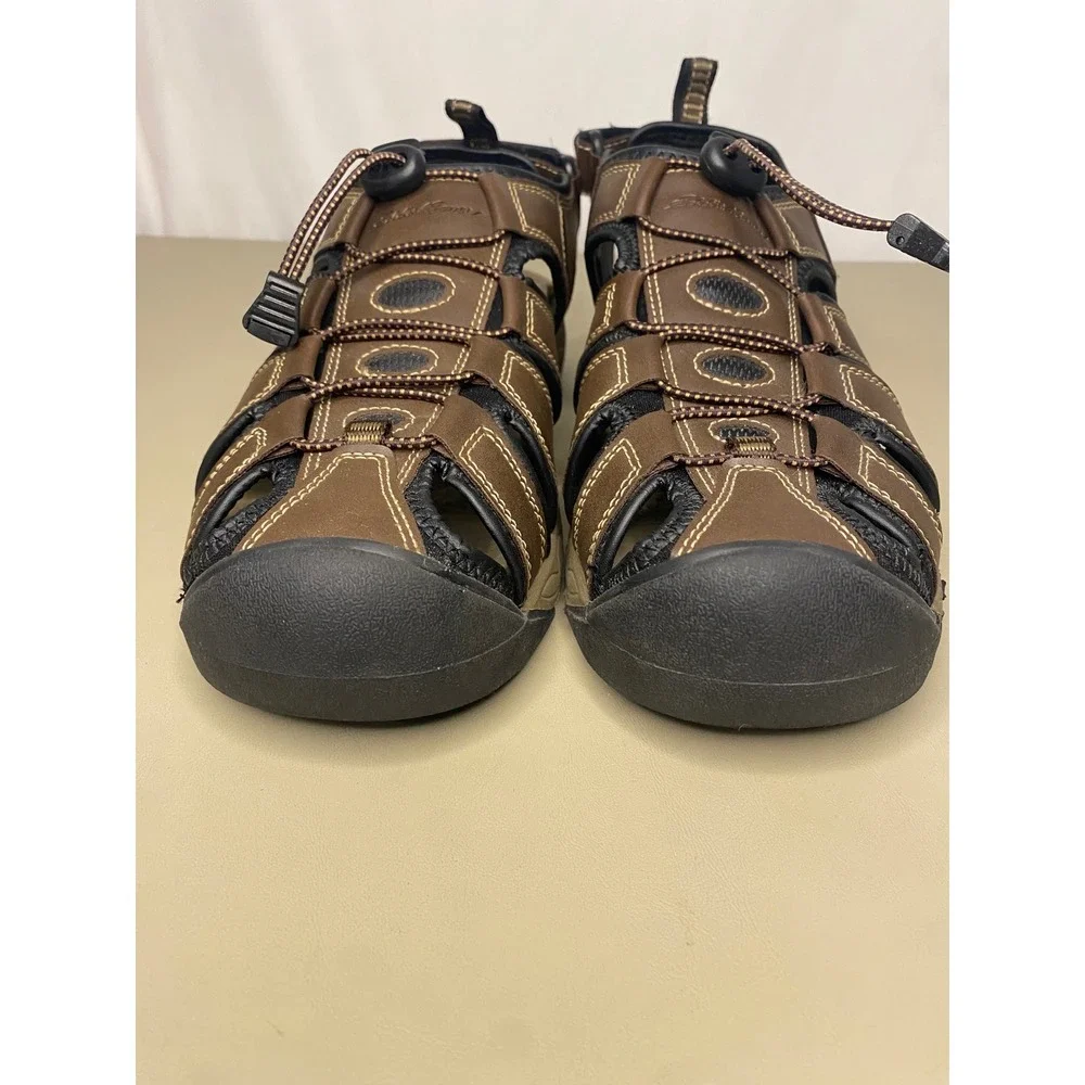 Eddie Bauer Meridian Mens Brown Fisherman Sandals Bungee Closure Size 9M